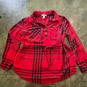 Red Plaid Maternity Top